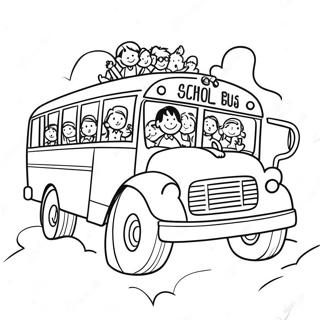 Happy School Bus With Kids Coloring Page 29855-6499