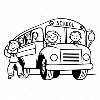 Happy School Bus With Kids Coloring Page 29855-6500