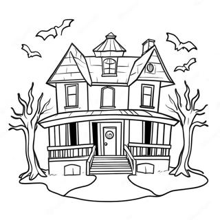 Creepy Haunted House Coloring Page 3000-1059
