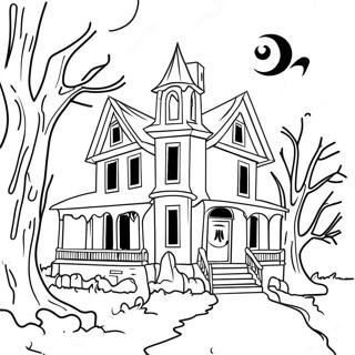 Creepy Haunted House Coloring Page 3000-1060