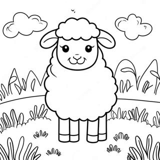 Fluffy Sheep In A Meadow Coloring Page 30032-6538