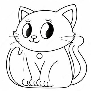 Adorable Black Cat Coloring Page 3003-605