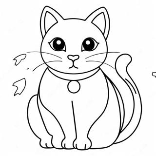 Adorable Black Cat Coloring Page 3003-607