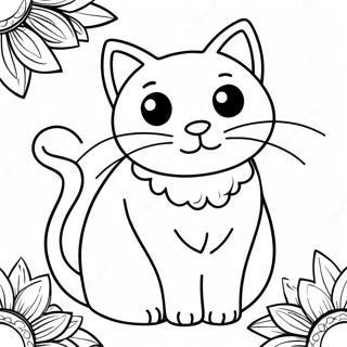 Adorable Black Cat Coloring Page 3003-608