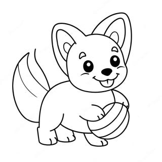 Cute Corgi Puppy Playing With Ball Coloring Page 30124-6554