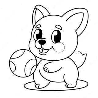 Cute Corgi Puppy Playing With Ball Coloring Page 30124-6556