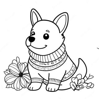 Corgi In A Cozy Sweater Coloring Page 30126 6561
