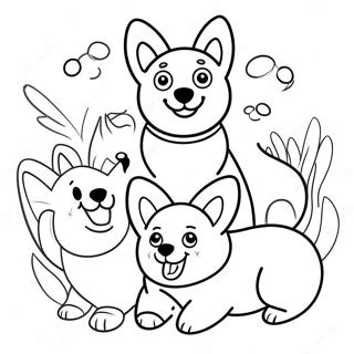 Adorable Corgi Family Coloring Page 30127-6568