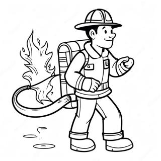 Firefighter With Hose In Action Coloring Page 30299-6597