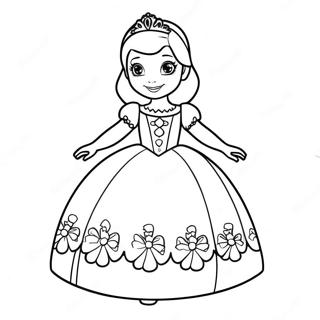 Sofia The First In A Beautiful Dress Coloring Page 30383-6613