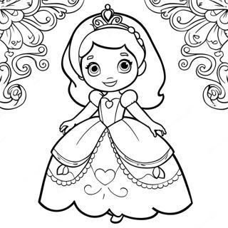 Sofia The First In A Beautiful Dress Coloring Page 30383-6614