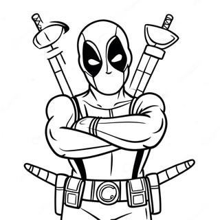 Funny Deadpool With Swords Coloring Page 30557-6657