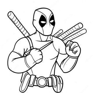 Funny Deadpool With Swords Coloring Page 30557-6658