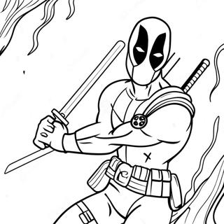 Funny Deadpool With Swords Coloring Page 30557-6659