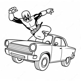 Deadpool Jumping Over A Car Coloring Page 30559-6666