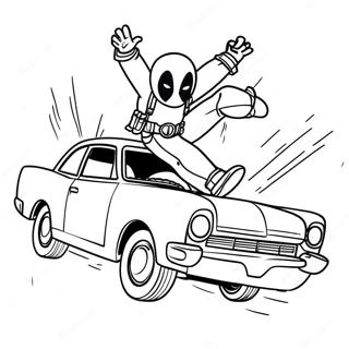 Deadpool Jumping Over A Car Coloring Page 30559-6667