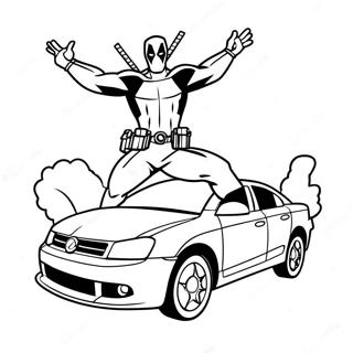 Deadpool Jumping Over A Car Coloring Page 30559-6668
