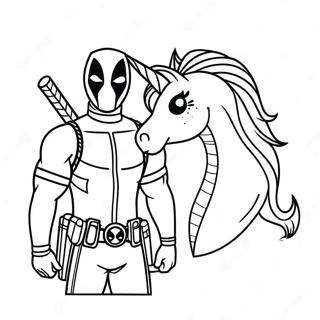 Deadpool With A Unicorn Coloring Page 30560-6669