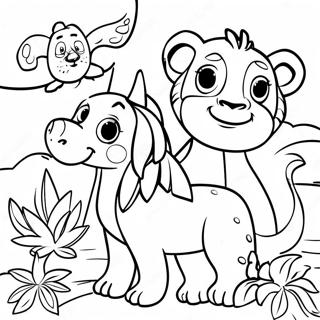 Colorful Jungle Animals Coloring Page 30642-6674