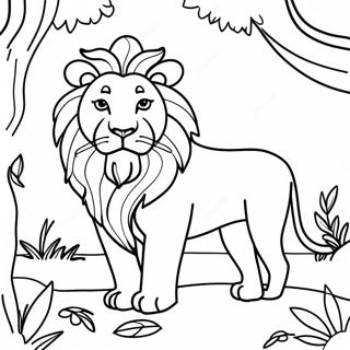 Majestic Lion In The Jungle Coloring Page 30643-6677