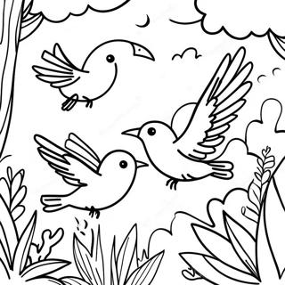 Exotic Birds Flying Over The Jungle Coloring Page 30645 6685