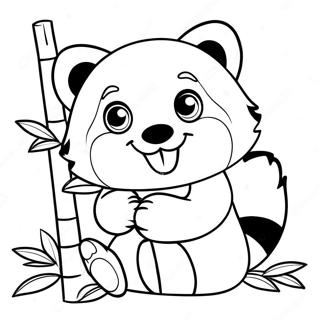 Cute Red Panda Eating Bamboo Coloring Page 30725-6693