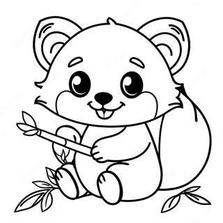 Cute Red Panda Eating Bamboo Coloring Page 30725-6694