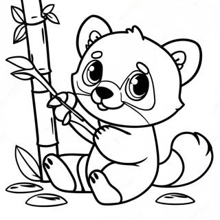 Cute Red Panda Eating Bamboo Coloring Page 30725-6695