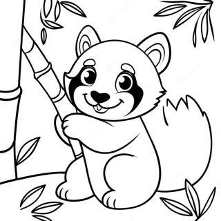 Cute Red Panda Eating Bamboo Coloring Page 30725-6696