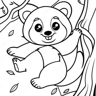 Playful Red Panda Climbing A Tree Coloring Page 30726-6697