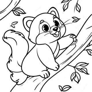 Playful Red Panda Climbing A Tree Coloring Page 30726-6698