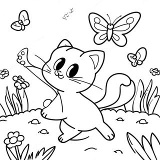 Playful Mew Chasing Butterflies Coloring Page 31278-6818