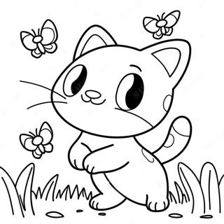 Playful Mew Chasing Butterflies Coloring Page 31278-6819