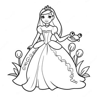 Elegant Princess With A Frog Coloring Page 31469-6854