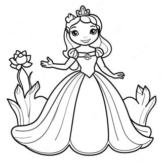 Elegant Princess With A Frog Coloring Page 31469-6856