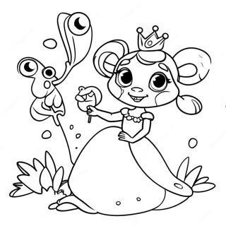 Playful Princess And Frog Friends Coloring Page 31470-6857