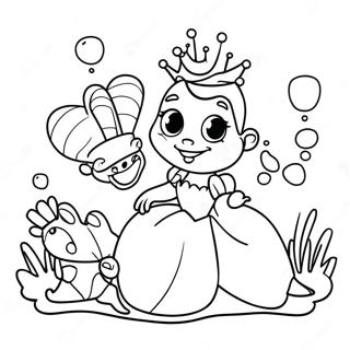 Playful Princess And Frog Friends Coloring Page 31470-6858