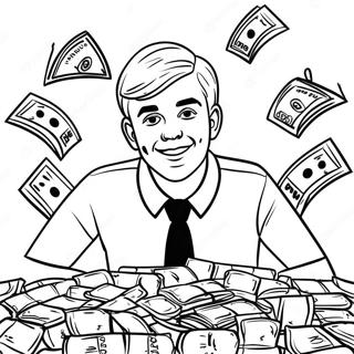 Mr Beast Surrounded By Money Coloring Page 31552-6878