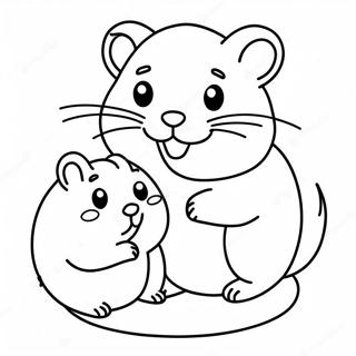Adorable Hamster Family Coloring Page 31647-6904
