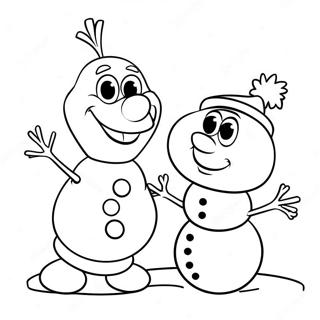 Cute Olaf With A Snowman Coloring Page 31921-6957