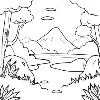 Fantasy Anime Landscape Coloring Page 3192-372