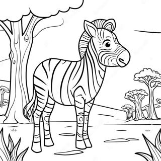 Majestic African Zebra In The Savanna Coloring Page 32020-6980