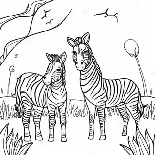Zebra Family In A Meadow Coloring Page 32021-6982