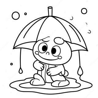 Keroppi Playing In The Rain Coloring Page 32199-7013