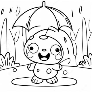 Keroppi Playing In The Rain Coloring Page 32199-7014