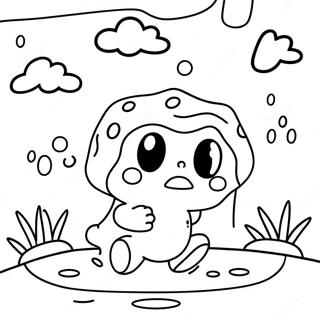 Keroppi Playing In The Rain Coloring Page 32199-7015