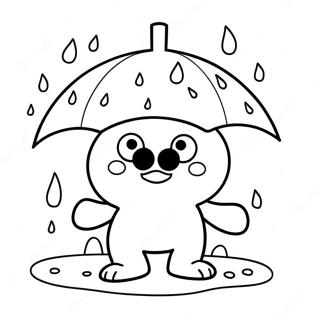 Keroppi Playing In The Rain Coloring Page 32199-7016