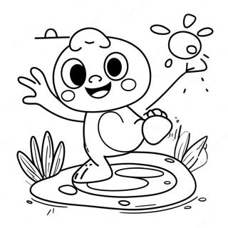 Keroppi Jumping On A Lily Pad Coloring Page 32201 7023