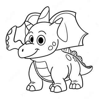 Cartoon Triceratops Playing Coloring Page 32285-7037