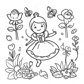 Alice In Wonderland Floral Wonderland Coloring Page 32550-7094